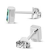 Abalone Shell Rectangle Silver Stud Earrings, e374st